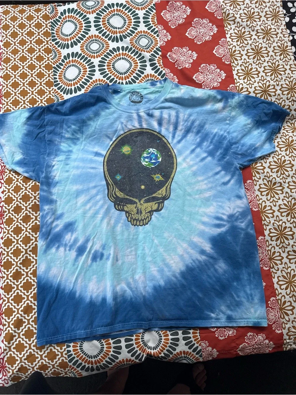 Grateful Dead Space Your Face Stealie Skull Tie Dye T-Shirt Size Large 2018